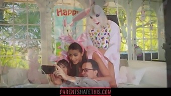 Niece'S Naughty Playtime With Uncle In Easter Bunny Costume