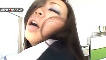 A Seductive Japanese Office Assistant With A Curvy Buttocks Straddling Forward